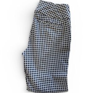 New York & Company Gingham Pull-On Stretch Ankle Pants – Navy & White, Size S